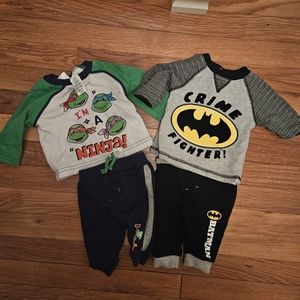 Babg boy sweat joggers 0-3 months batman ninja turtles set twin